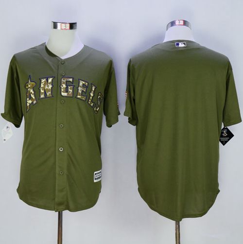 Angels of Anaheim Blank Green Camo New Cool Base Stitched MLB Jersey - Click Image to Close